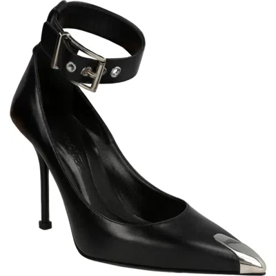 Alexander Mcqueen Mcqueen Punk Ankle Strap Pointed Toe Pump In Black