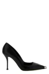 Alexander Mcqueen Black Leather And Silver Punk Pumps