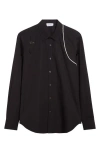 Alexander Mcqueen Mcqueen Raw Edge Harness Cotton Popling Button-up Shirt In Black