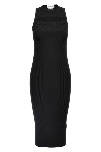 ワンピース MCQUEEN Ribbed knit dress Alexander Mcqueen Mcqueen Women Ribbed Knit Dress In Black