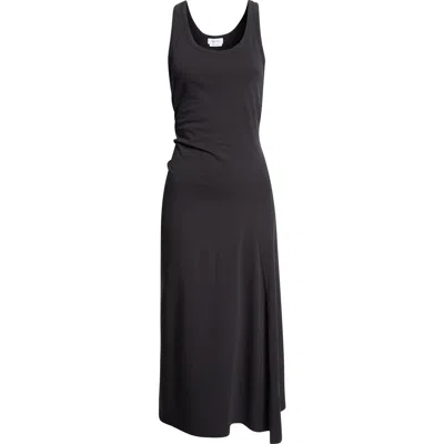 Alexander Mcqueen Mcqueen Ruched Cotton Jersey Tank Dress In Black