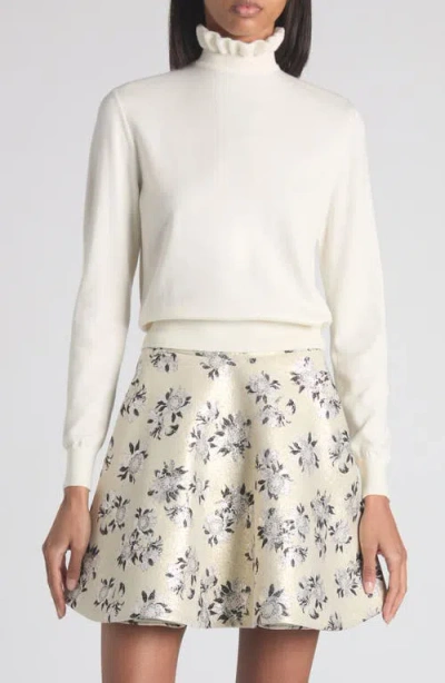 Alexander Mcqueen Mcqueen Ruffle Collar Wool Blend Sweater In Brown