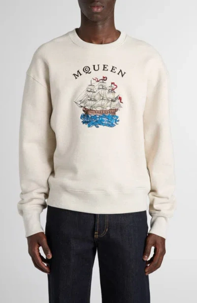 Alexander Mcqueen Mcqueen Sailor Tattoo Embroidered Sweatshirt In Neutral