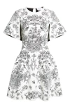 Alexander Mcqueen Mcqueen Sailor Tattoo Jacquard Cape Sleeve Fit & Flare Sweater Dress In Multi