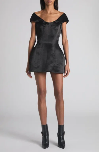 Alexander Mcqueen Mcqueen Satin Mini Cocktail Dress In Black
