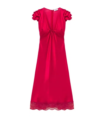 ALEXANDER MCQUEEN MCQUEEN SATIN-LACE MIDI DRESS