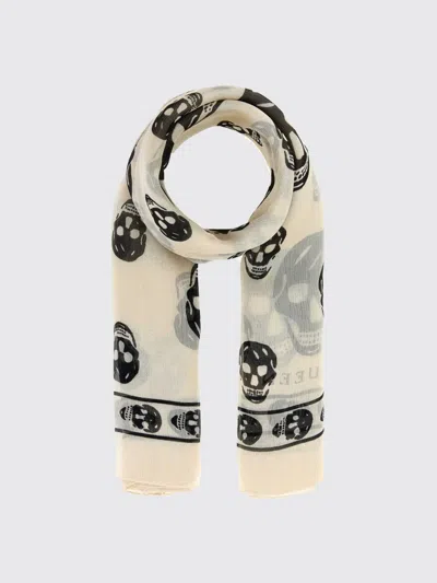Alexander Mcqueen Printed Silk Foulard-style Scarf 120 Cm X 104 Cm In White