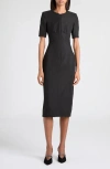 Alexander Mcqueen Day Wool-blend Midi Dress In Black