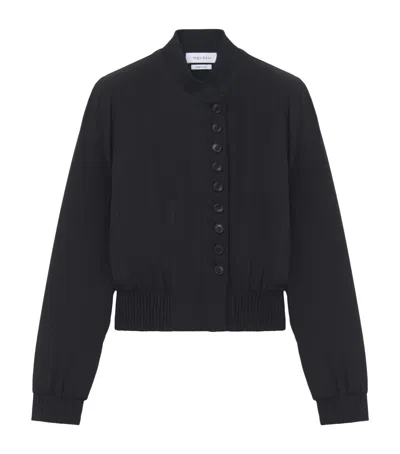 Alexander Mcqueen Mcqueen Silk Bomber Jacket In Black