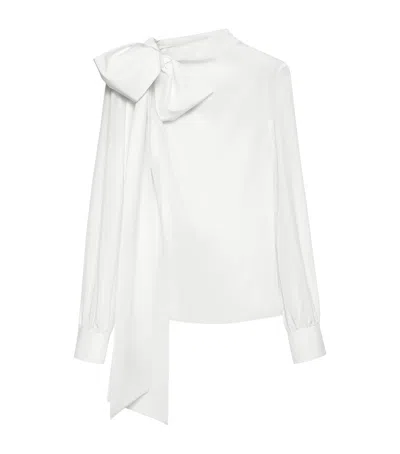 Alexander Mcqueen Mcqueen Silk Bow-shoulder Blouse In White