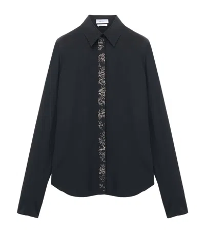 Alexander Mcqueen Mcqueen Silk Embroidered Tree Of Life Shirt In Black