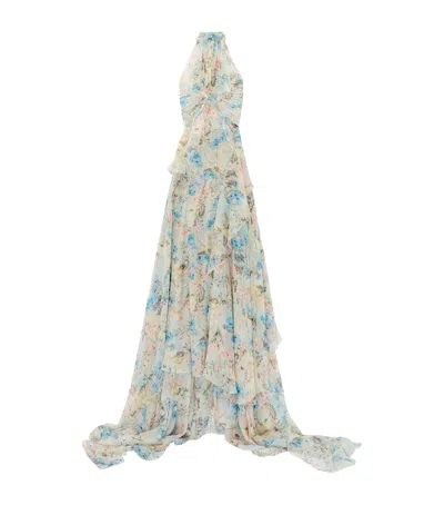 Alexander Mcqueen Mcqueen Silk Floral Maxi Dress In Green