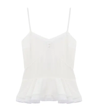 Alexander Mcqueen Mcqueen Silk Peplum Cami Top In White
