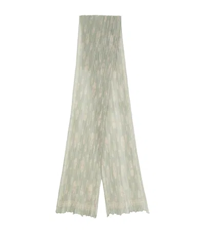 Alexander Mcqueen Mcqueen Silk Pleated Skull Scarf In Green