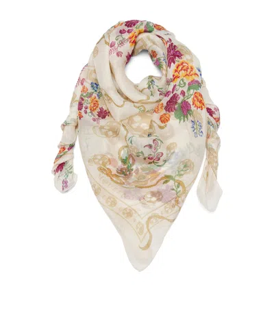 Alexander Mcqueen Mcqueen Silk Printed Scarf In Metallic