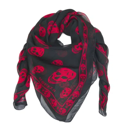 Alexander Mcqueen Mcqueen Silk Skull Scarf In Black