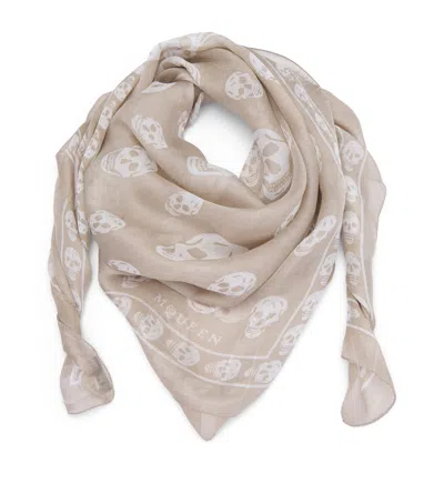 Alexander Mcqueen Mcqueen Silk Skull Scarf In Nude