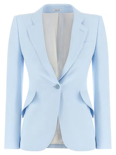 Alexander Mcqueen Mcqueen Single Breasted Blazer In Blue