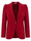 Alexander Mcqueen Mcqueen One-button Wool Grain De Poudre Jacket In Red