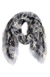 Alexander Mcqueen Mcqueen Skull Check Fringe Scarf