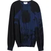 Alexander Mcqueen Mcqueen Skull Double Knit Wool Crewneck Sweater In Blue