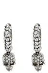 Alexander Mcqueen Mcqueen Rhinestone-embellished Skull Pendant Earrings In Metallic