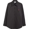 Alexander Mcqueen Skull Embroidered Cotton Poplin Button-up Shirt In Black