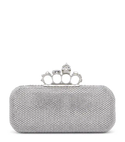 Alexander Mcqueen Mcqueen Skull Four-ring Clutch Bag In Silver