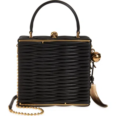 Alexander Mcqueen Mcqueen Skull Frame Leather Handbag In Black