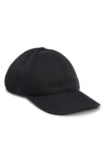 Alexander Mcqueen Mcqueen Skull Jacquard Adjustable Baseball Cap In Black