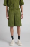Alexander Mcqueen Mcqueen Skull Jacquard Pajama Shorts In Green