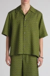 Alexander Mcqueen Mcqueen Skull Jacquard Satin Camp Shirt In Green