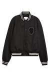 Alexander Mcqueen Mcqueen Skull Patch Varsity Bomber Jacket In Black
