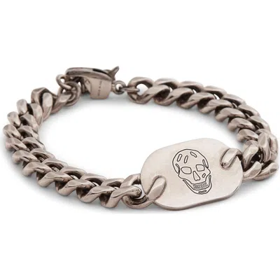 Alexander Mcqueen Mcqueen Skull Plate Pendant Bracelet In Metallic