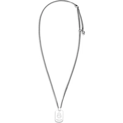 Alexander Mcqueen Mcqueen Skull Plate Pendant Necklace In Metallic
