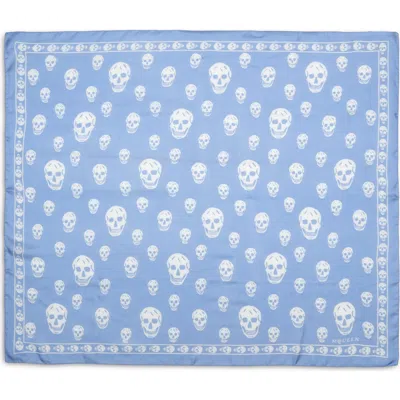 Alexander Mcqueen Mcqueen Skull Print Silk Scarf In 4878 Print Blue/ivory