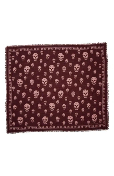 Alexander Mcqueen Mcqueen Skull Print Wool Fringe Scarf