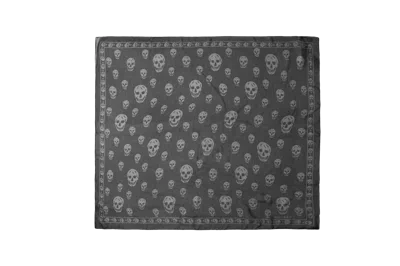 ALEXANDER MCQUEEN MCQUEEN SKULL SILK SCARF BLACK/IVORY
