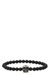 Alexander Mcqueen Alexander Mc Queen Skull Bracelet With Black Pearls