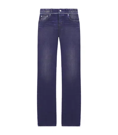 Alexander Mcqueen Mcqueen Slashed Zip Low-rise Bootcut Jeans In Blue