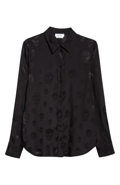 Alexander Mcqueen Mcqueen Slim Fit Skull Print Crêpe De Chine Button-up Shirt In Black