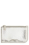 Alexander Mcqueen Mcqueen Sling Crackled Metallic Leather Card Case In Multi