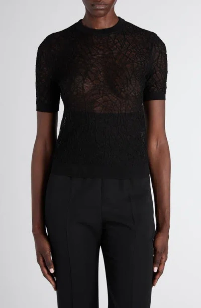 Alexander Mcqueen Mcqueen Spider Lace Cotton & Silk Jacquard Sweater In Black