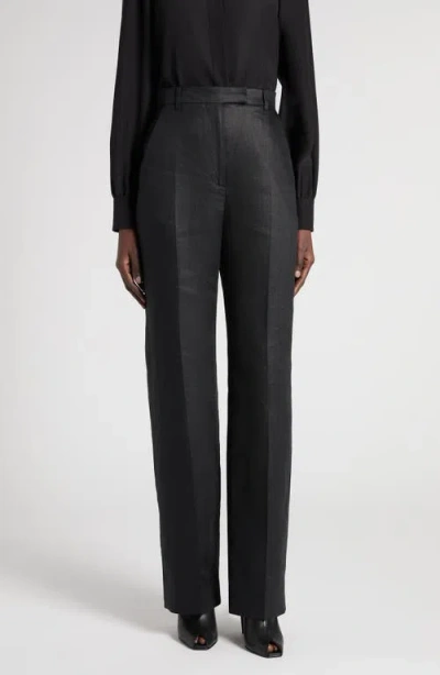 Alexander Mcqueen Mcqueen Straight Leg Linen Trousers In Black
