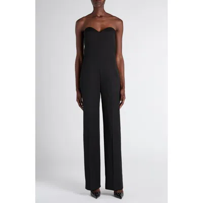 Alexander Mcqueen Mcqueen Strapless Wool Corset Jumpsuit In Black