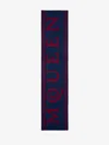 Alexander Mcqueen Mcqueen Stripe Scarf In Navy/bordeaux