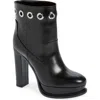 Alexander Mcqueen Leather Platform Ankle Boots In Animal Print