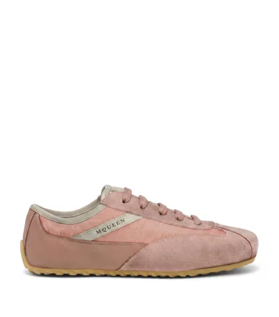 Alexander Mcqueen Boxe Suede And Leather Sneakers In Pink
