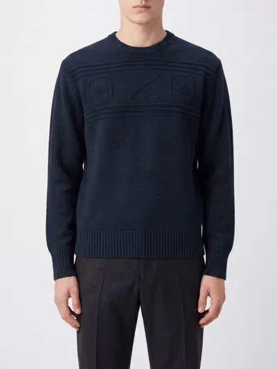 Alexander Mcqueen Logo-embroidered Crew Neck Sweater In Blue