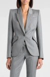 Alexander Mcqueen Mcqueen Houndstooth Check Wool Blazer In Gray